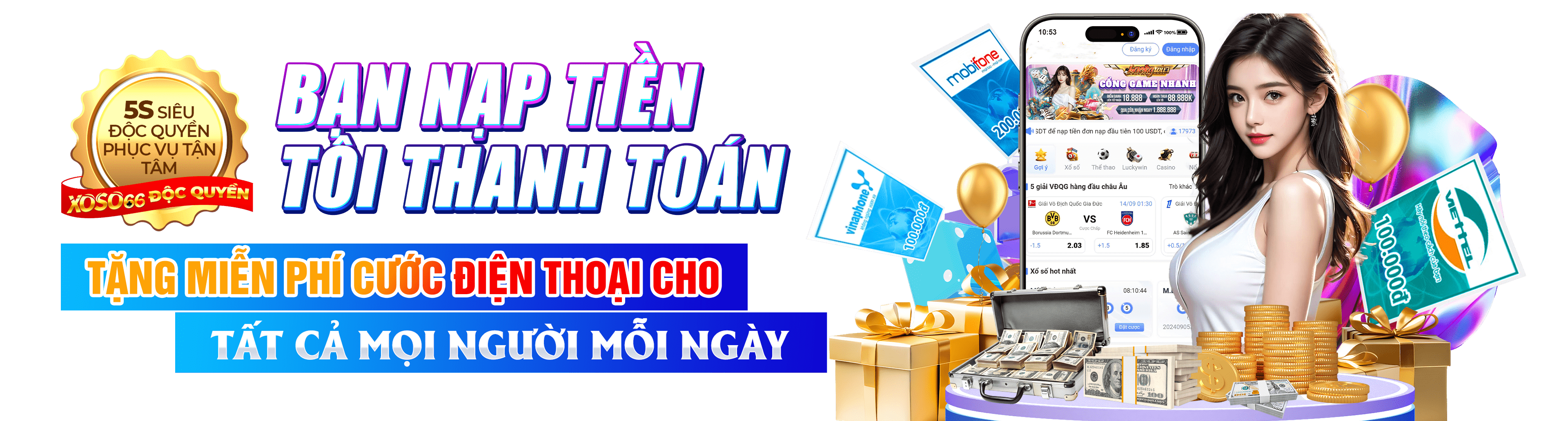 Hình ảnh quảng cáo của vnbet hiển thị nền tảng và các lợi ích