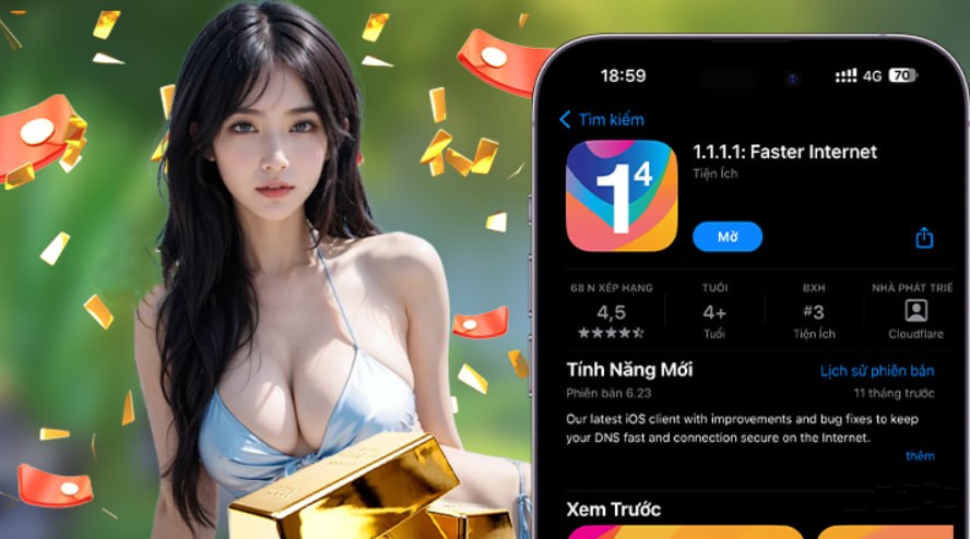 Hình ảnh quảng cáo của vnbet hiển thị nền tảng và các lợi ích